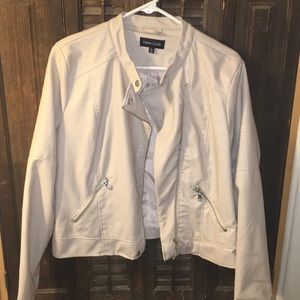 Beige Faux Leather Jacket